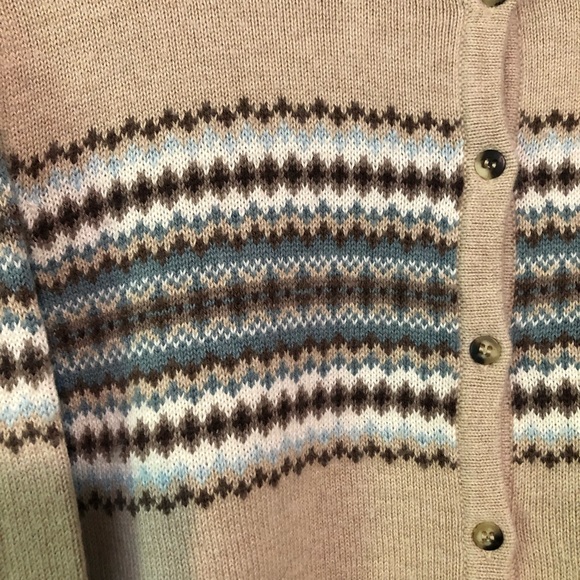 Classic fair isle Eddie Bauer turtleneck cardigan - Picture 3 of 7